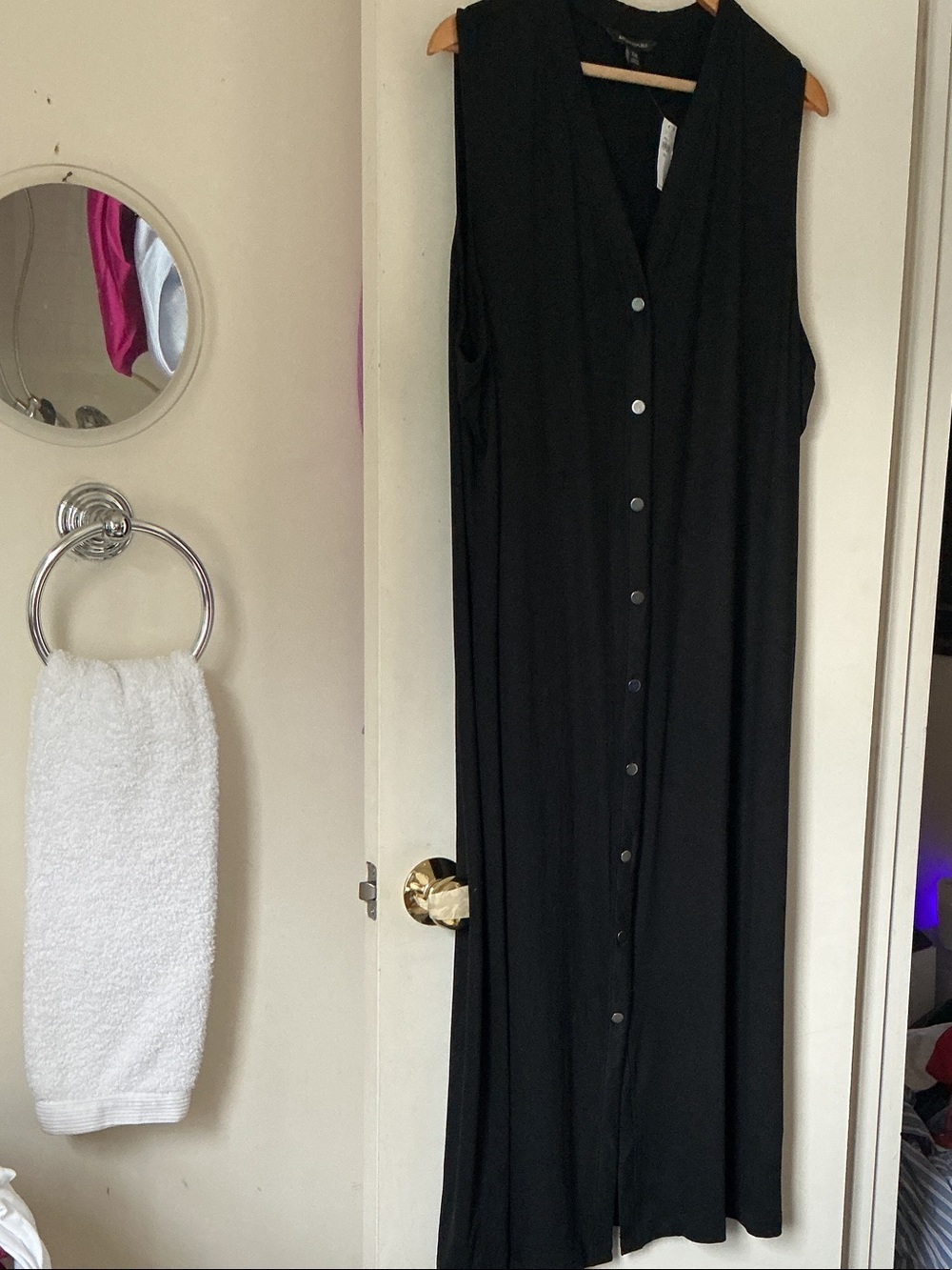 BANANA REPUBLIC Sleeveless Button-Front Black Maxi Dress
